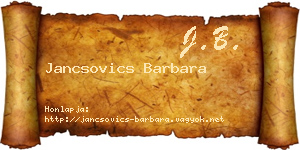Jancsovics Barbara névjegykártya